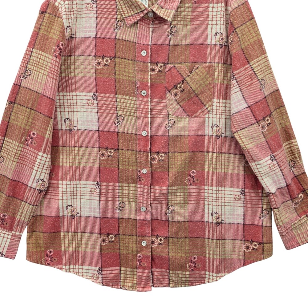 American Sweetheart Pink Plaid Flannel Western Urban 90s Skater Grunge‎ Shirt L - Picture 4 of 10